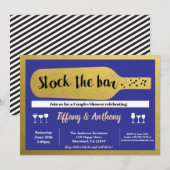 Marine voorraad de bar uitnodiging blauw en goud (Voorkant / Achterkant)