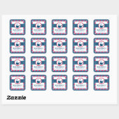Marine walvis rode baby shower vierkante sticker (Vel)