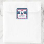 Marine walvis rode baby shower vierkante sticker (Tas)