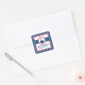 Marine walvis rode baby shower vierkante sticker (Envelop)