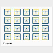 Marine walvisgele babyborrel vierkante sticker (Vel)