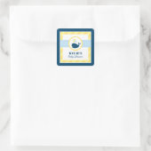 Marine walvisgele babyborrel vierkante sticker (Tas)