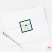 Marine walvisgele babyborrel vierkante sticker (Envelop)