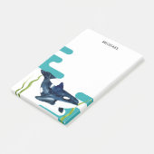 Marine Waterverf Orka Gepersonaliseerde naam Post-it® Notes (Schuin)