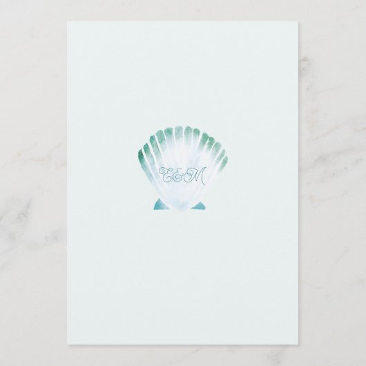 Marine Waterverf SeaShells in blauw, Paarse Sinaas Menu (Achterkant)