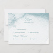 Marine Waterverf Zee Shell Bruiloft Maaltijd Keuze RSVP Kaartje (Voorkant)