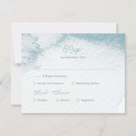 Marine Waterverf Zee Shell Bruiloft Maaltijd Keuze RSVP Kaartje (Voorkant)