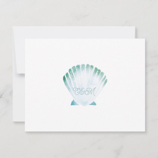 Marine Waterverf Zee Shell Bruiloft Maaltijd Keuze RSVP Kaartje (Achterkant)