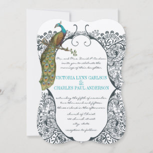 Marine Whimsical Pauw Liefdesvogel Patroon Bruilo Kaart