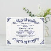 marine White Elegant Rehearsal Dinner Kaart (Staand voorkant)