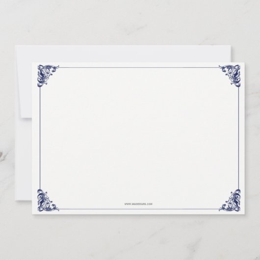 marine White Elegant Rehearsal Dinner Kaart (Achterkant)