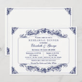 marine White Elegant Rehearsal Dinner Kaart (Voorkant / Achterkant)