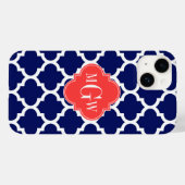 Marine Wht Marokkaans #5 Koraal Rood 3 Initiaal Mo Case-Mate iPhone Case (Achterkant (horizontaal))