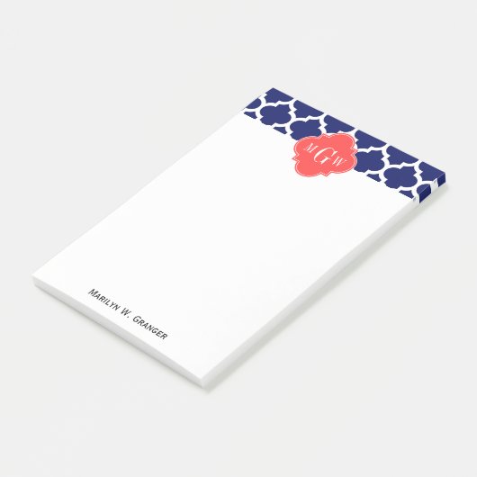 Marine Wht Marokkaans #5 Koraal Rood 3 Initiaal Mo Post-it® Notes (Schuin)