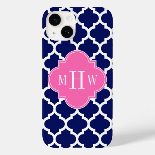 Marine Wht Moroccan #5 Hot Pink 3 Initieel Monogra Case-Mate iPhone Case (Achterkant)
