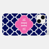 Marine Wht Moroccan #5 Hot Pink 3 Initieel Monogra Case-Mate iPhone Case (Achterkant (horizontaal))