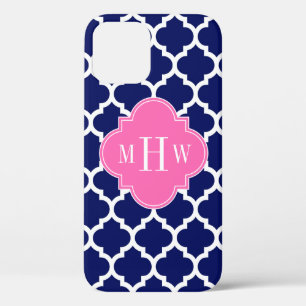 Marine Wht Moroccan #5 Hot Pink 3 Initiele Monogra Case-Mate iPhone Case