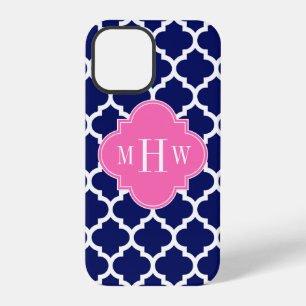 Marine Wht Moroccan #5 Hot Pink 3 Initiele Monogra iPhone 12 Pro Hoesje