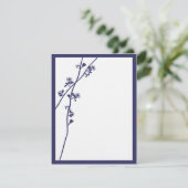 Marine Wild Flower Branches Bruiloft RSVP Kaartje (Staand voorkant)
