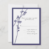 Marine Wild Flower Branches Bruiloft RSVP Kaartje (Achterkant)