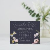 Marine Wild Flower Trouwkalender Save The Date Aankondigingskaart (Staand voorkant)