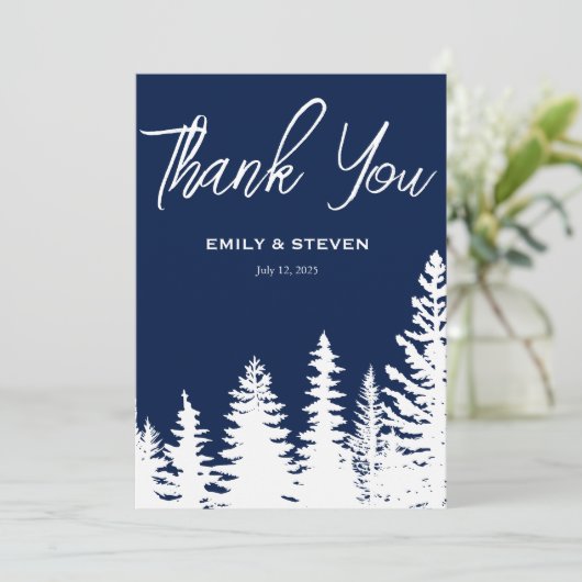 Marine winter Forest Pine bruiloft Bedankkaart (Staand voorkant)