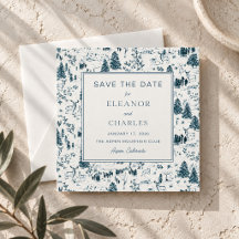 Marine Winter Toile Vierkant Save the Date