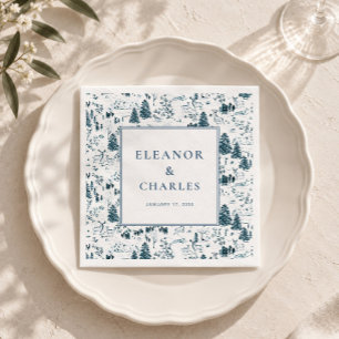 Marine Winterse Toile Berg Bruiloft Servetten