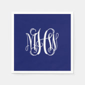 Marine Wit 3 Initialen Wingerd Schrift Monogram DI Servet (Voorkant)