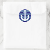 Marine wit anker & blauwe strepen ronde sticker (Tas)