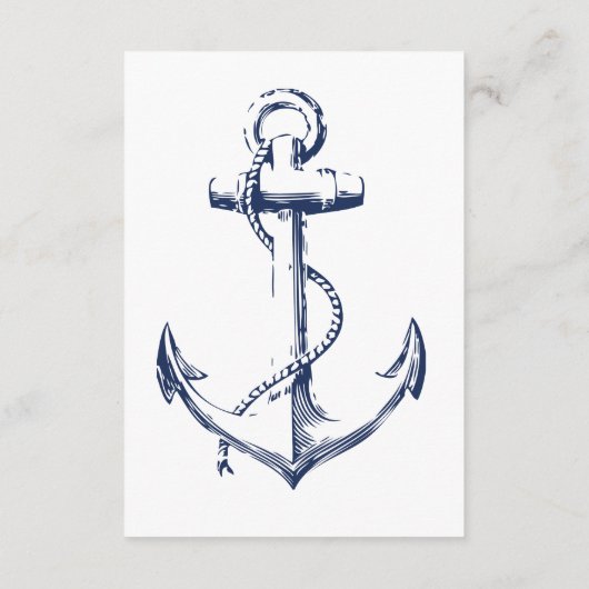 Marine wit anker bruiloft detail informatiekaartje (Achterkant)