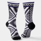 Marine wit Boho patroon Sokken (Gebogen)