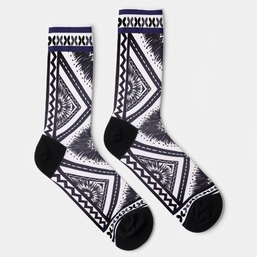 Marine wit Boho patroon Sokken (Rechts)