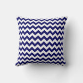 Marine Wit Chevron ZigZag Gulden Monogram Kussen (Achterkant)