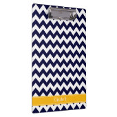 Marine Wit Chevron ZigZag Guldenroede Naam Monogra Klembord (Rechts)