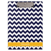 Marine Wit Chevron ZigZag Guldenroede Naam Monogra Klembord (Voorkant)