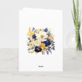 Marine, wit en goud bloemenhuwelijk bedankkaart (Achterkant)