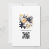 Marine, wit en goud bloemenhuwelijk kaart (Achterkant)