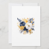 Marine, wit en goud bloemenhuwelijk save the date (Achterkant)