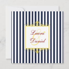 Marine, Wit, Geel, Rode Strepen & Rollen nodigen u Kaart