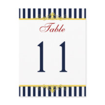 Marine, Wit, Geel, Rood Gestreept Tafelaantal