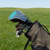 Marine wit gestippeld patroon en teal monogram golfheadcover (Insitu)
