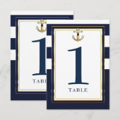 Marine Wit & Goud Anker Scheeps- Tafel Zitplaatsen Kaart (Voorkant / Achterkant)