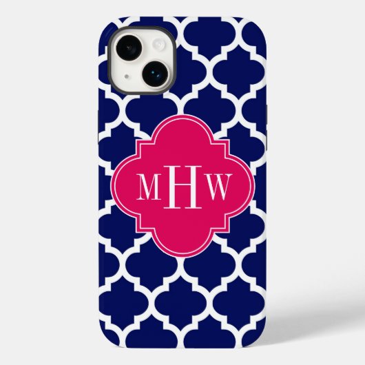 Marine Wit Marokkaans #5 Framboos 3 Initiele Monog Case-Mate iPhone Case (Achterkant)