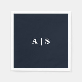 Marine & Wit Monogram Huwelijkscocktail Servet