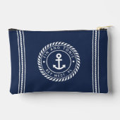 Marine & Wit Nautisch Anker Stripe Boot Naam Etui (Achterkant)