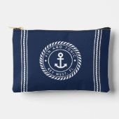 Marine & Wit Nautisch Anker Stripe Boot Naam Etui (Voorkant)