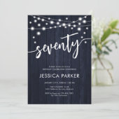 Marine Wit Rustiek Hout 70e Verjaardagsfeest Kaart (Staand voorkant)