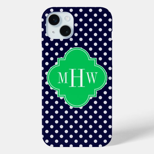 Marine Wit Stip Smaragd Vierblad 3 Monogram Case-Mate iPhone Case (Achterkant)