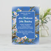 Marine - Witte bloem bruiloft Kaart (Staand voorkant)